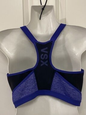 VSX Black & Purple Racerback Sports Bra - Supportive Workout Bra
